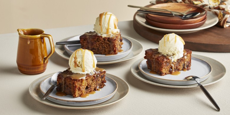 Snelle toffee pudding met ijs