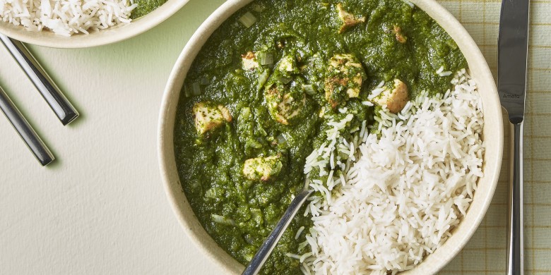 Indiase spinaziecurry met tofu