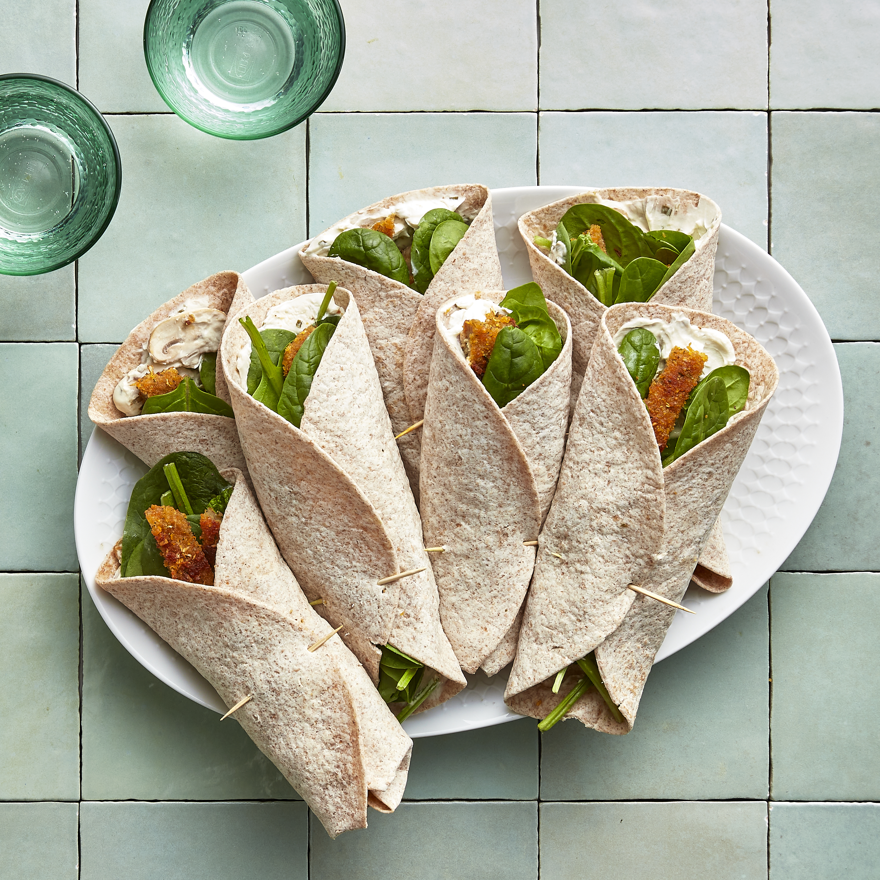 Wraps met schnitzel en spinazie