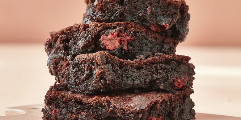 Brownie pudding met frambozen