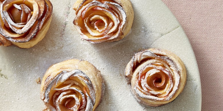 Appelroosjes met poedersuiker