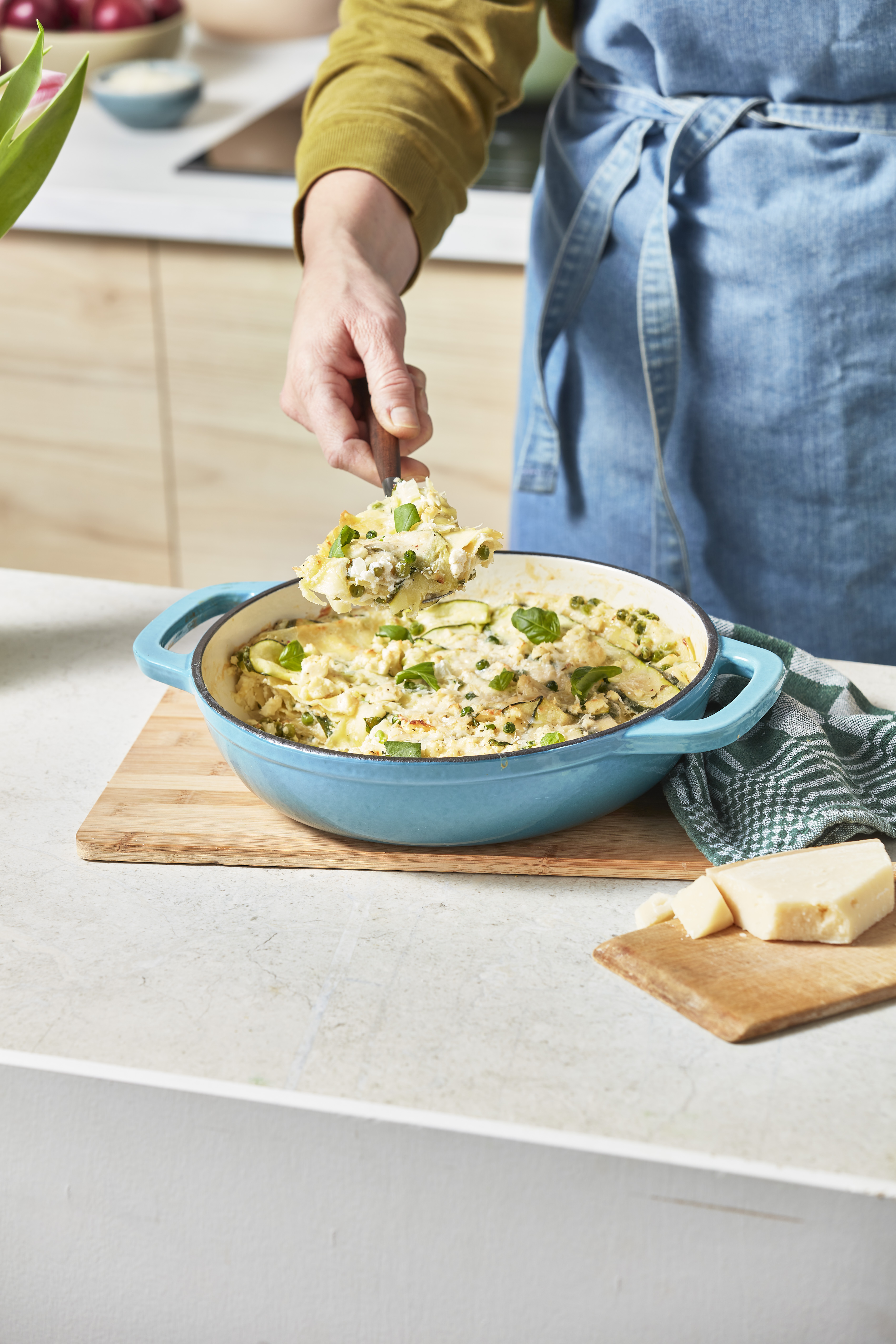 Eenpanslasagne met courgette en feta