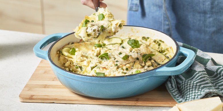 Eenpanslasagne met courgette en feta