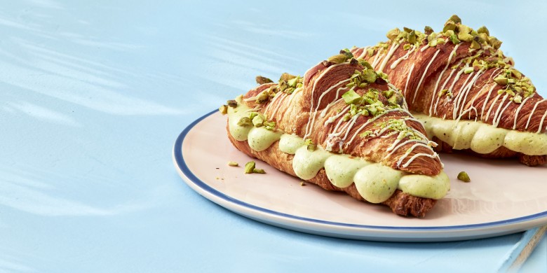 Pistachecroissant met witte chocolade