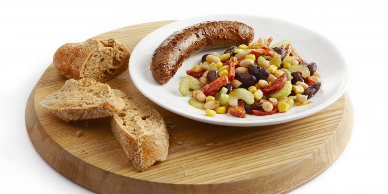 Saucijsjes met bonensalade