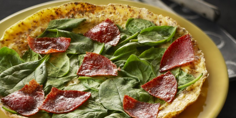 Spinazieomelet met salami