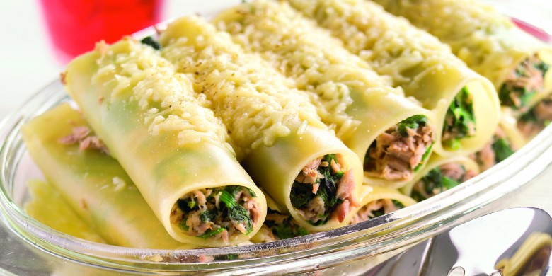 Cannelloni met tonijn en spinazie