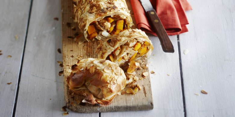 Strudel met pompoen en kip 