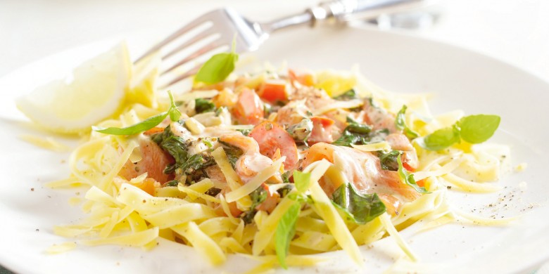 Tagliatelle met spinazie en zalm