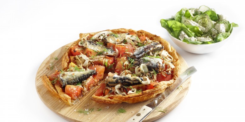 Tomatentaart met sardines