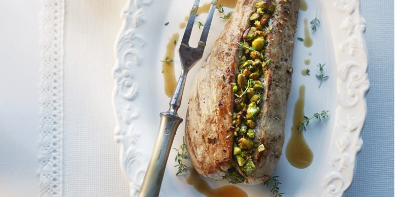 Varkenshaas met pistache en tuinkruiden