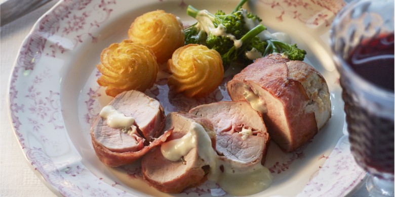 Varkenshaas met rauwe ham en roquefort
