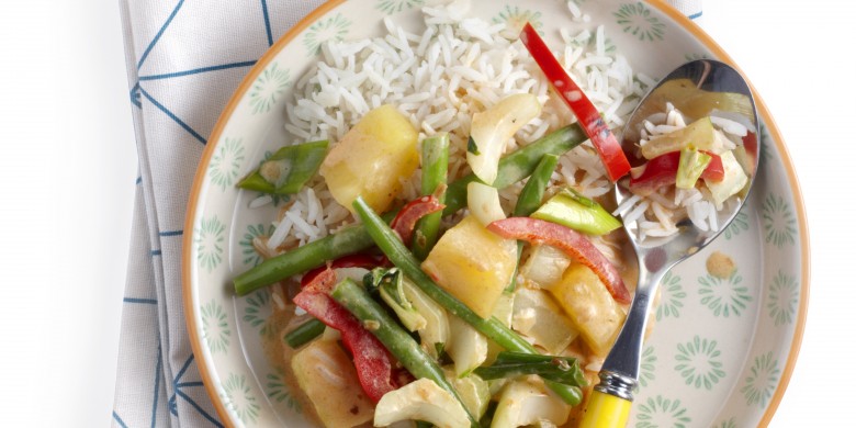 Curry met sperziebonen