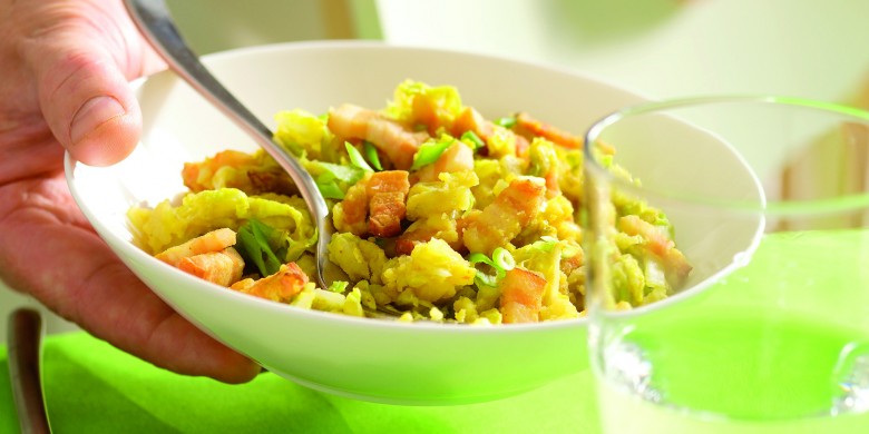 Chinese koolstamppot met spekjes