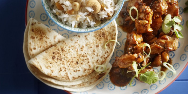 Chinese pannenkoekjes met zoete kip