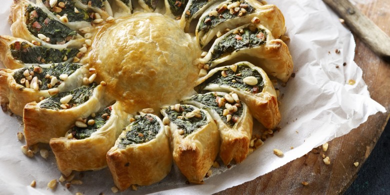 Spinaziebloem met ricotta en ham