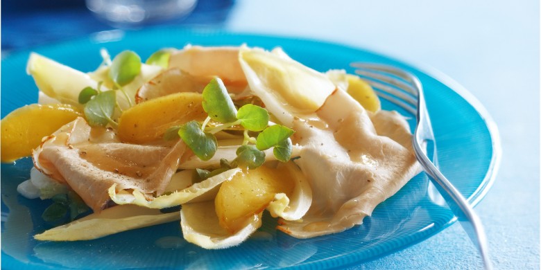 Witlofsalade met karamelappel en fricandeau