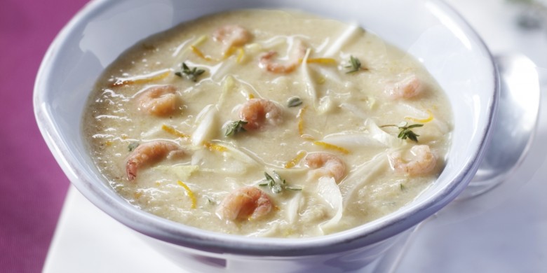 Witlofsoep met Hollandse garnalen