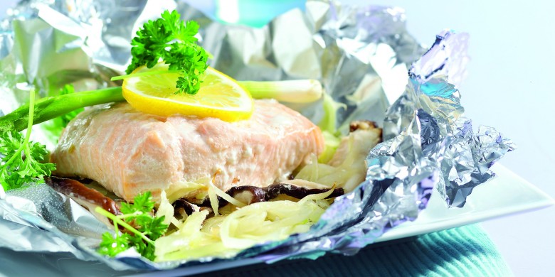 Zalm-groentepakketje uit de oven