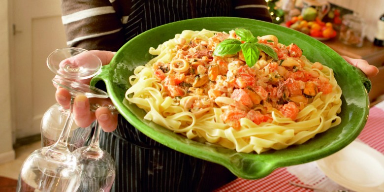 Zeevruchten in Italiaanse kruiden-roomsaus