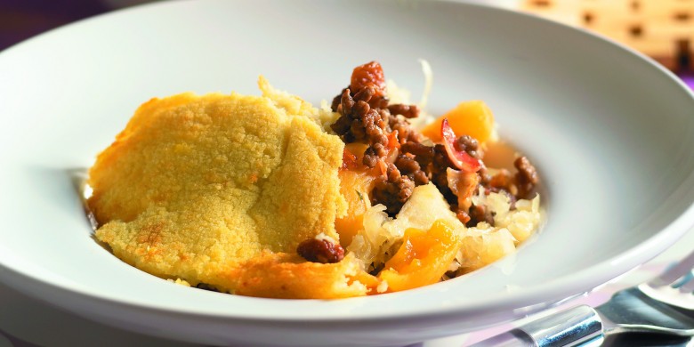 Zuurkoolschotel met winterfruit