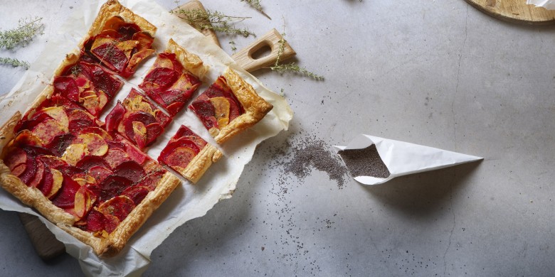 Tartelette met biet en zoete aardappel