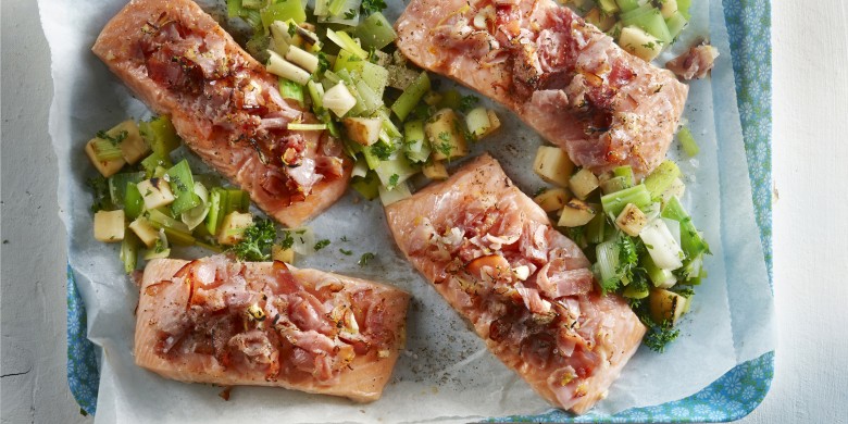 Wilde zalm met krokante ham