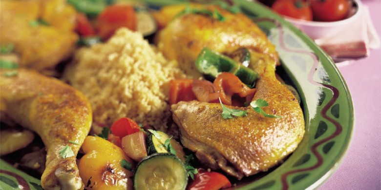 Couscous met geroosterde groenten en kip