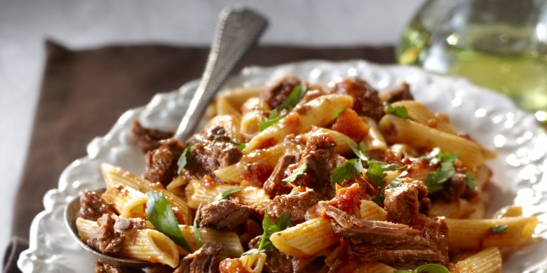 Penne met stoofvlees