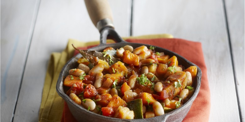 Ratatouille met pompoen en witte bonen