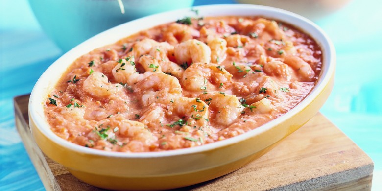 Garnalen in pikante roomsaus