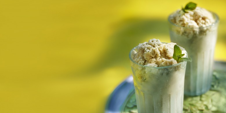 Kokosgranita met limoen en munt