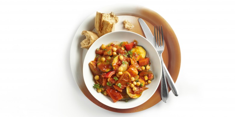 Mediterrane ratatouille met kikkererwten