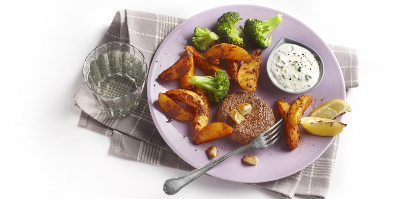 Spicy aardappels met tartaartje en mieriksworteldip