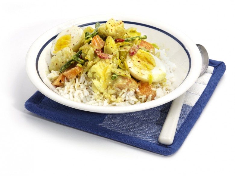 Groentecurry met ei en rijst