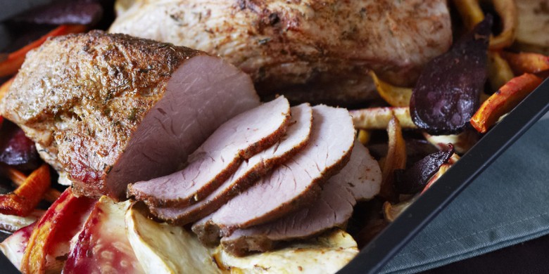 Beenhammetjes met zoete knolgroenten