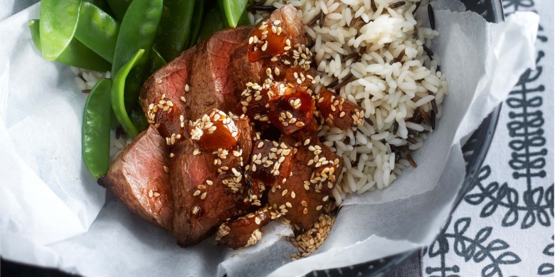 Biefstuk met gember-sesamjus