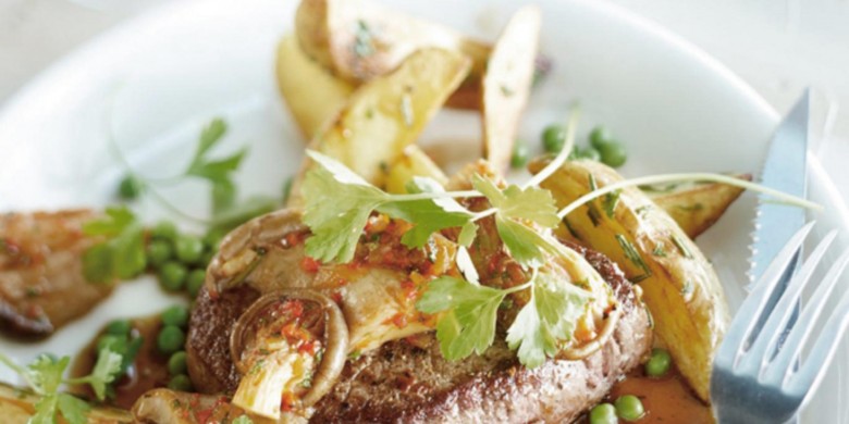 Biefstuk met oesterzwammen en rodewijnsaus