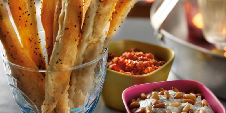 Broodstengels met tapenades