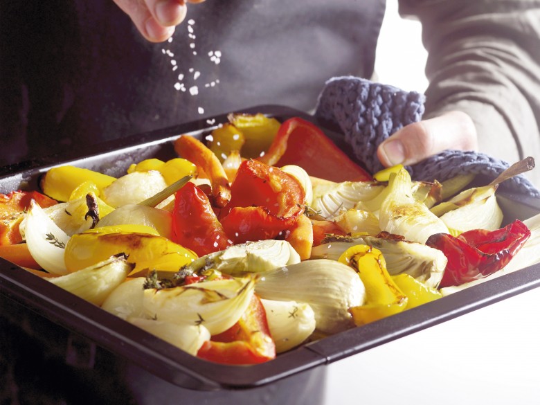 In de oven geroosterde groenten