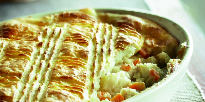 Fishpie met gegratineerde aardappelpuree
