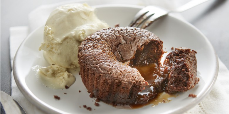 Lava cakejes met salted caramel
