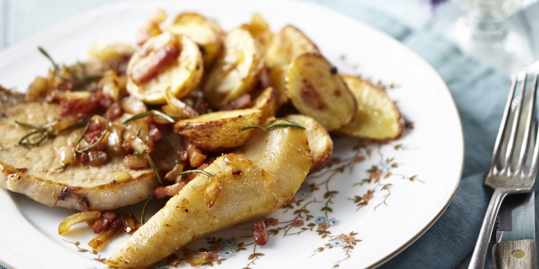 Varkensfilet met peer en rozemarijn