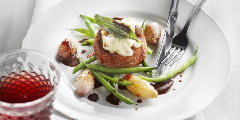 Beefmedaillons met gorgonzola en sjalottenjus