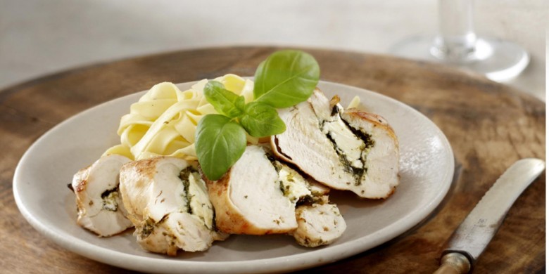 Kipfilet gevuld met roomkaas en spinazie