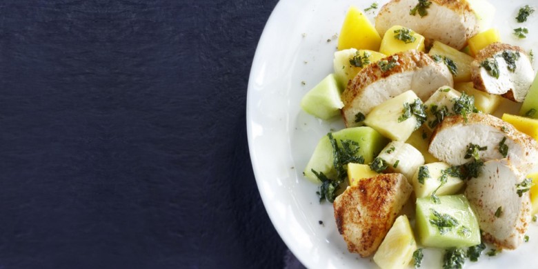 Fruitsalade met kipfilet