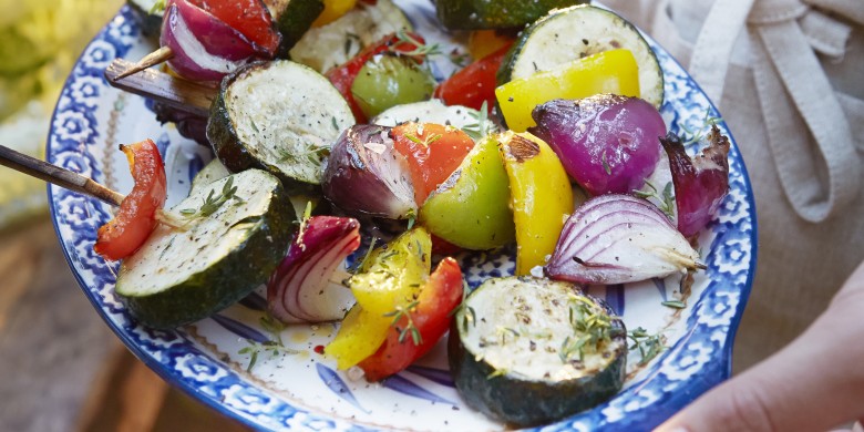 Mediterrane courgette-paprikaspiesjes
