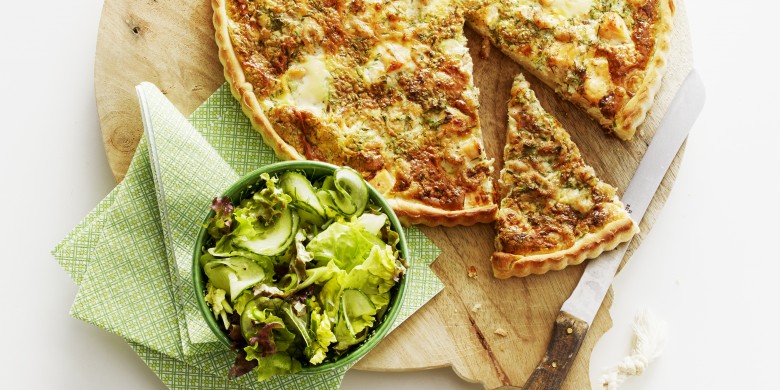 Quiche met zalm en garnalen