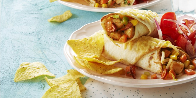 Kipwraps met mais en kaas