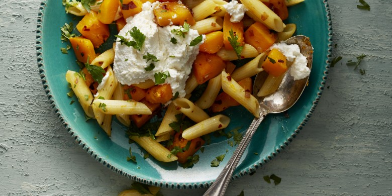 Pasta met pikante pompoen en ricotta